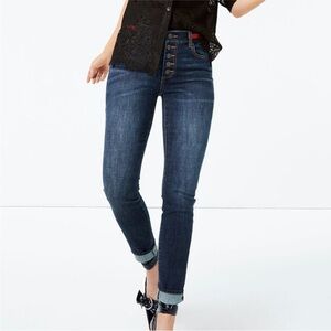 Cabi Button Fly Skinny Jeans Dark Wash Denim Size 2